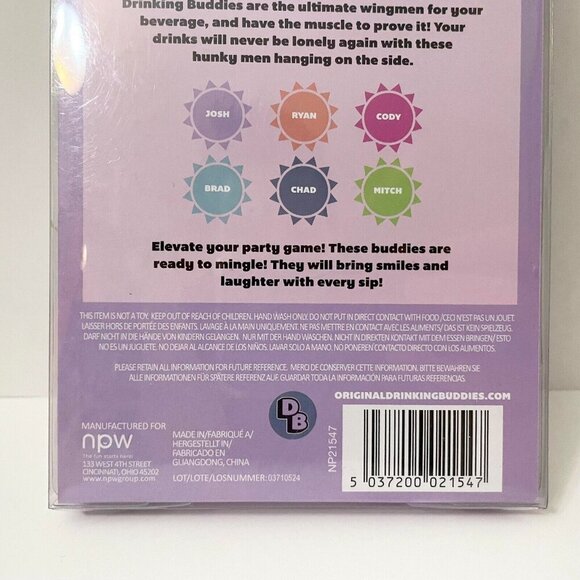 Hunky Buddies Drink Markers 6 Packs Party Drinking Buddies Companions - Picture 10 of 16